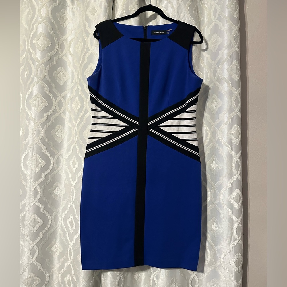 Ivanka Trump Blue and Black Sleeveless Dress